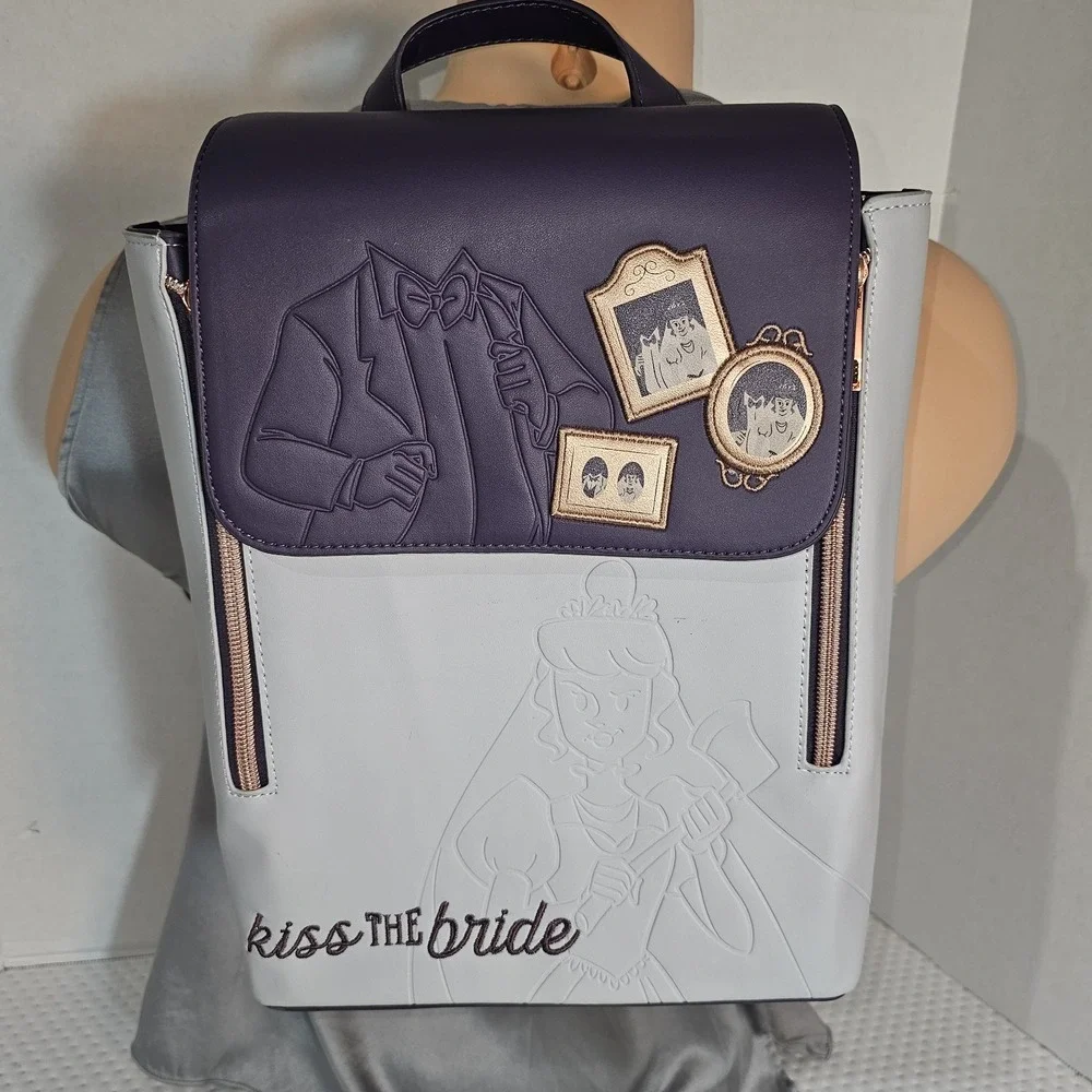 Disney Parks Haunted Mansion Kiss The Bride Headless Groom Portrait Backpack EUC
